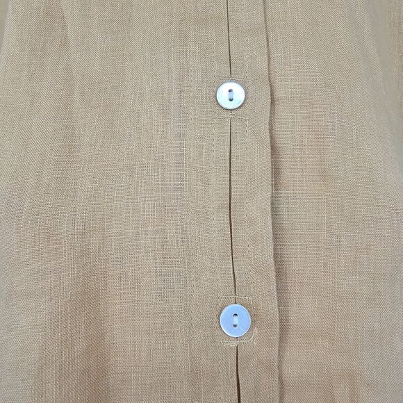 J.Jill Love Linen Button Up Shirt L Yellow Ochre Relaxed Fit Coastal Lagenlook - Picture 13 of 13